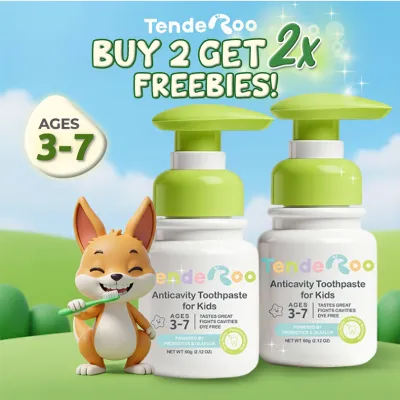 Tenderoo Toothpaste Kids 3-7yr Green Apple Flavor - 60g -Buy2 Get 2X Freebies