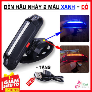 Đèn hậu xe đạp nháy 2 màu xanh đỏ đèn Led cảnh báo trước sau xe chống nước sạc usb