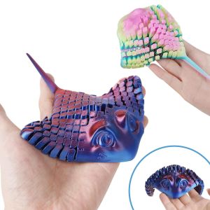 14CM 3D Printed Manta Ray Q-Version Flexible Toy Cute Marine Creature Creative Style Stress Relief Desktop Decoration