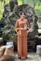 Pháp phục đi lễ, đồ lam đi chùa truyền thống thêu chữ An. 