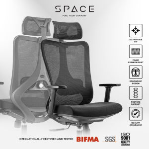 SPACE Essential Ergonomic Chair - 4 Years Official Warranty (Office Chair Adjustable Lumbar Mesh Chair Kerusi Pejabat)