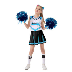 LOlanta 5Pcs Girls Cheerleader Costumes with Socks Headwear Kids Cheerleading Dress Halloween Cosplay Party Outfits 3-12 Years