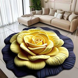 Special-Shaped Flower Diatom Mud Carpet 3d Vision Bedside Blanket Easy Care Dirty Resistant Anti-silp Bedroom Floor Mat