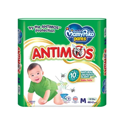 MamyPoko Antimos Pants M-XXL - Natural Lemongrass Scent Soft Comfortable Baby Diaper Pants