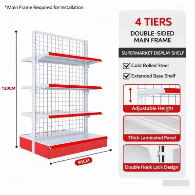 Supermarket Display Rack Heavy Duty Steel Shelf Adjustable Store Grocery Rack 120/150/180cm