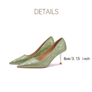 Green Qipao Heels  Chinese Wedding Shoes  Satin Pointed Toe Stilettos  Bridal Formal Elegance