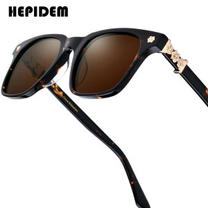 HEPIDEM Acetate Kính mát phân cực cho nam giới thương hiệu nổi tiếng thiết kế dày cỡ lớn vuông Chrome Kính râm phụ nữ CH 9395t