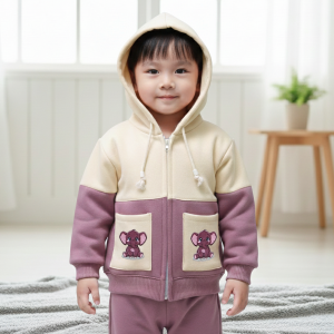Jaket Bayi Anak fleece SAKU KOTAK KOMBINASI Resleting Kupluk Kepala HBc SNI Size 6-18 Bulan ZJK16