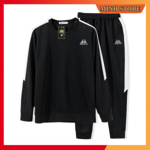 Bộ Thể Thao Nam Thu Đông Dài Tay Phối Sọc Trắng Bộ Đồ Nam Cổ Tròn Chất Nỉ Cao Cấp xin xò BN06 - MINHSTORE66