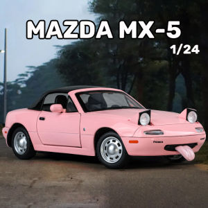 【RUM】1:24 Scale Mazda MX5 Alloy Car Model Light & Sound Effect Diecast Car Toys for Boys Birthday Gift Kids Toys Car Collection