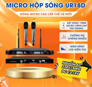 Micro karaoke cao cấp không dây chính hãng ORIS UR-18D Mic hộp tích hợp Bo xử lý công nghệ cao