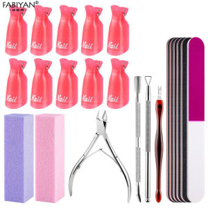 22 Pcs Nail Art Gel Polish Remover Soaker Cap Set Resuable Degreaser Finger Wrap Cleaner Soak Off Clip Manicure Pedicure Kit