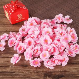 100pcs/set Artificial Peach Flower Rose Head Home Wedding Decoration Cherry blossom Flowers Petals Fake Flowers