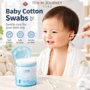 1000pcs Disposable Baby Cotton Buds Spiral tip ear scoop tip are designed for delicate baby ear clean TEN-M JOURNEY