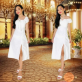 Celinee 2way Maxi Dress For Kids Girl 7-12 Years Old Petite 4'11 Height Model With High Slit Maxi Dress Celinee  Slit Maxi Dress With Slit For The Kids Clothing Dresses Casual Outfir Dresses For Girl Kids. 