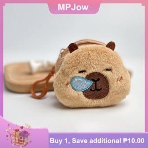 【MPJow】 Cute Cartoon Creative Capybara Plush Coin Purse Zipper Purse Keychain Small Headphone Lipstick Bag Mini Wallet Money Bag Gifts