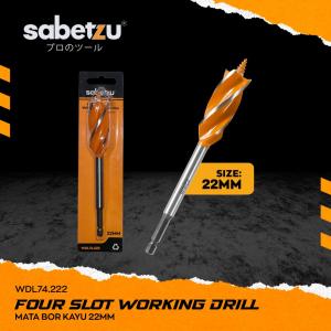 SABETZU Mata Bor Kayu 22mm Auger Bit Three Point Four Slot Wood Working Drill Hex Handle 1/4" As Hexagon 6.35mm - Mata Bor 22 mm Kayu Plastik Plywood MDF Triplek Multiplek Paralon PVC Kerajinan Kayu Pertukangan Auger Drill Bit