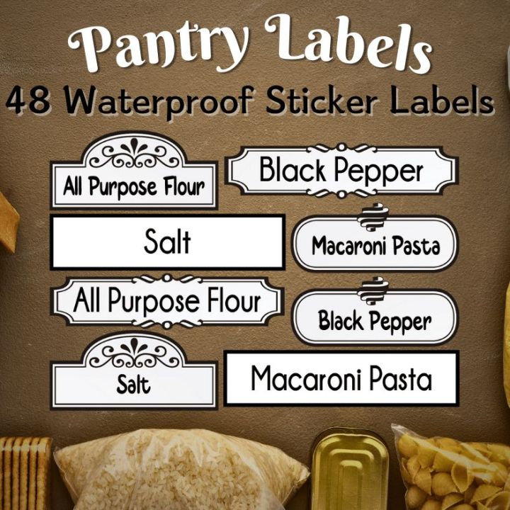 Sticker Label For Containers WATERPROOF STICKER LABEL SET FOR PANTRY JARS, BOTTLES, AND FOOD ...