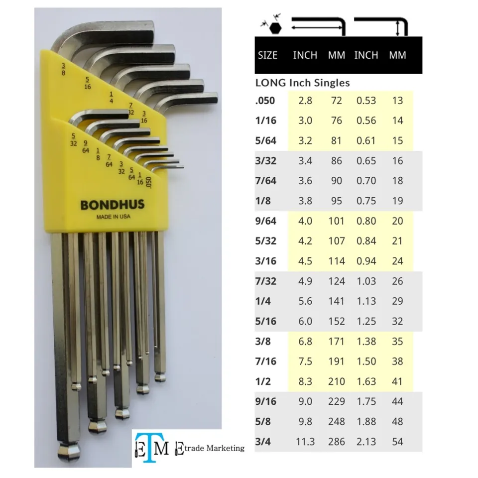 Bondhus 17056 Sechskant-Schlüssel Mit 3 Mm Kugelkopf Und Barcode