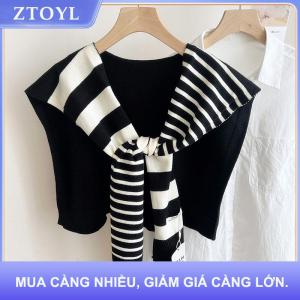 【ZTOYL】 Mới phù hợp với màu đen và trắng dệt kim sọc tất cả phù hợp với trang web trang trí thời trang màu đỏ cộng với kích thước cổ bảo vệ vai khăn choàng