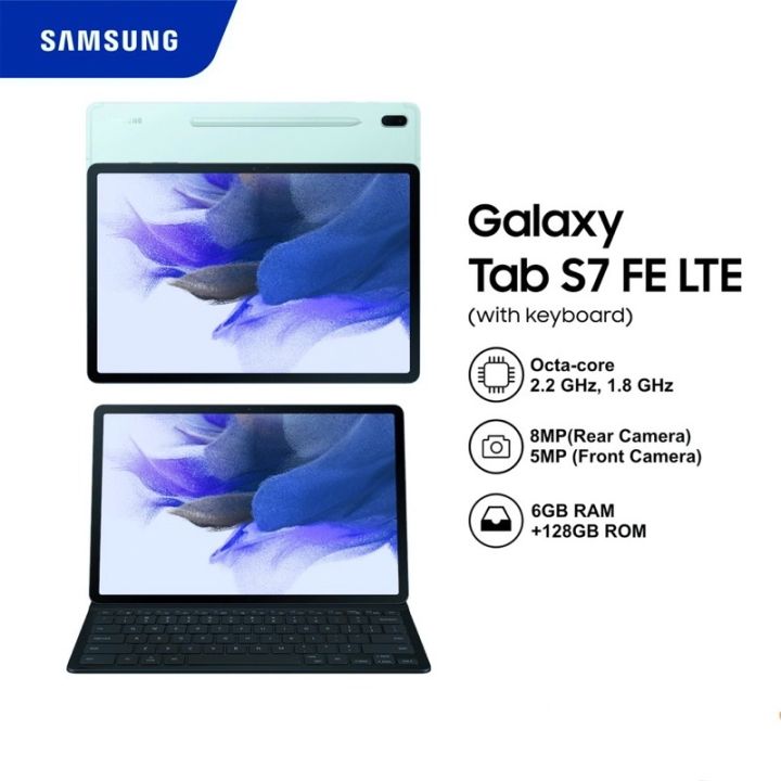 Free Accessories Samsung Galaxy Tab S7 FE LTE Sim + Keyboard SPen