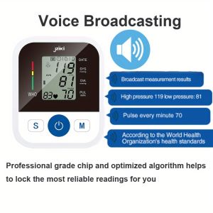 【Original 】Blood Pressure Monitor for Home Use Adjustable Cuff Automatic Upper Arm Blood Pressure Machine 99x2 Sets Memory with Voice BoardCast IP22 Personal Health Monitor Family Health Care Easytouse Device Compact Design Reliable Performance Hi