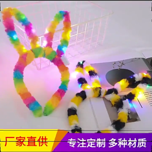 ที่คาดผมนุ่มและหวานเด็กผู้หญิงที่คาดผมติดโบว์ขนกระต่ายสะท้อนแสงที่คาดผมกระต่ายไฟ Led ไฟ Led เครื่องประดับศีรษะ