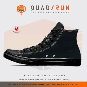 QUADRUN Sepatu Sekolah Kasual Kanvas Sneakers Vintage Retro Vinto Full Black