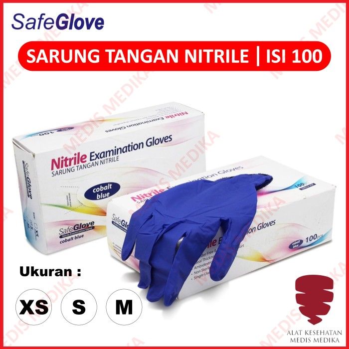 Sarung Tangan Nitrile Cobalt Blue Ukuran XS S M L Onemed Medis