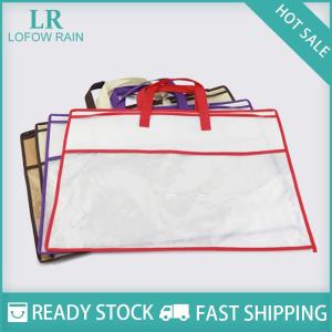 LF Wholesale✨Flash Sale ✨ ถุงใส่ของแบบใสนอนวูฟเวนผ้าห่มผ้าห่มมีซิปถุงเก็บของกันฝุ่นใช้ในครัวเรือนกระเป๋าโท้ทหลายขนาด