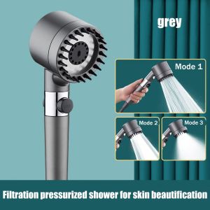 3 Modes Shower Head Water Saving Shower One-Key Stop Water Shower Head with Filter Element Massage showerhead