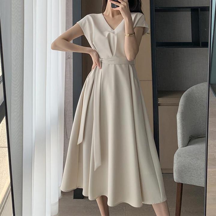 🌈 4 สี 💥 S-5XL🌷จัดส่งทันที 🥰 ชุดเดรสสาวอวบ ชุดเดรสผู้หญิง ชุดเดรสยาว เด ...