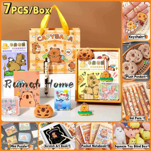 SG RumahHome® Capybara Stationery Gift Set with Box Kawaii Back to School Supplies Notebook Pen Stickers for Kids Birthday Party