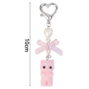 X.z. MOONLIGH Y2k น่ารักฝูงลูกแมวโบว์รักพวงกุญแจ DIY จี้ประณีต