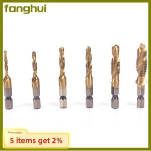 fanghui M3-M10 Hex Shank Titanium Plated HSS Hand Screw Thread Metric Tap Drill Bits