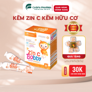 Kẽm cho bé ZIN C BOBBY KID bổ sung Kẽm Lysine DHA giúp cải thiện biếng ăn & tăng sức đề kháng cho trẻ (hộp 20 ống)