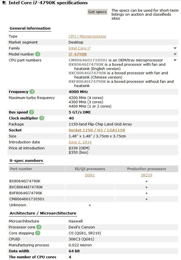 I7 4790k clearance socket type