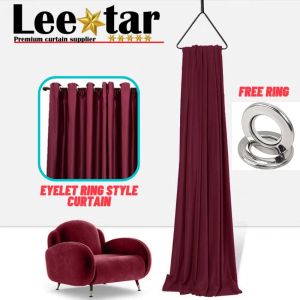 G7 Maroon RING Type Blackout Curtain | Thick and Beautiful Curtain for Window Sliding Door Living Room & Bedroom | Affordable Ready Made Langsir
