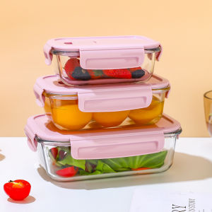 3set/ Glass Lunch Box Set Microwaveable School Office Independent Color Box Packaging for Gifts