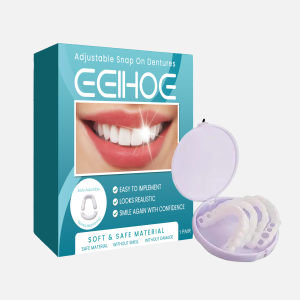 【Effective 3 days】EELHOE Adult Adjustable Dentures Teeth Set Adjustable Snap-on Fake Teeth Portable Braces Decorate Gaps For Teeth Enhance Aesthetic Adjustable Denture Teeth Set Perfect Fit Teeth Snap On Silicone Portable Denture Braces Decorate Gaps