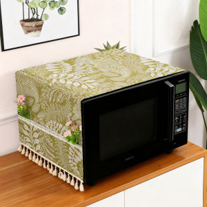 Microwave Oven Dust Cover Cloth Boho Floral Tassel Waterproof Oilproof With Side Pockets