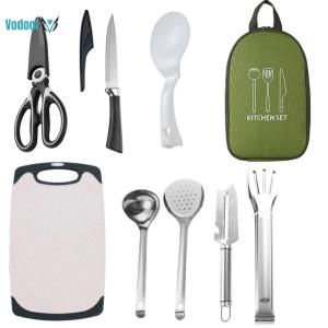 8 Pcs Camping Cookware Utensils Travel Set Stainless Steel Camping Cooking Utensils Set Camping Cooking Set Camping Accessories [Vodool Official Center]