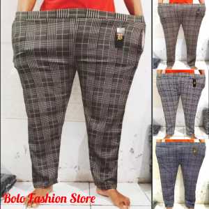 Luna Super Jumbo XXXL Motif Kotak | Over Size Pants | Celana Wanita Big Size