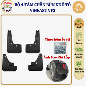 Bộ 4 Tấm Chắn Bùn Xe VinFast VF3 Chắn Nước Bùn Đất Văng Lên Xe Và Văng Lên Các Xe Khác [Tặng kèm Ốc Vít]