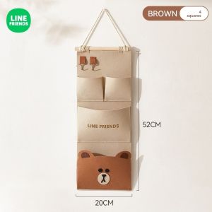 100% Authentic Line Friends Wall Hanging Bag Storage Bag Hanging Door Storage Net Bag Waterproof Portable 4-Grid 6-Grid 3-Grid 7-Grid LFB279/LFB167