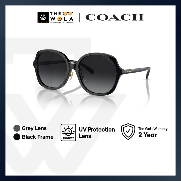 Coach Women s Square Frame Black Acetate Sunglasses HC8360F Lazada