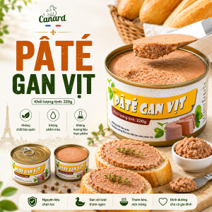 Pate Gan Vịt 220g - Pate Béo Bùi Đậm Vị Không Chất Bảo Quản Pâté Canard Chuẩn Vị Pháp Tiện Lợi