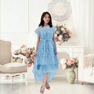 Dress Kondangan 2in1 Pesta Natal Wanita Model Terbaru Inner dan Outer Dress Liona Model Lengan Pendek 2024