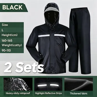 Heavy Duty Motor Raincoat Reflective Jacket Pants Set Waterproof Windproof Anti-rain for Commute