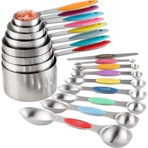 17pcs Stainless Steel Measuring Cup Magnetic Spoon Set Multifunction for Seasoning Flour Baking Cake Ideal Gift Kitchen Tools2026